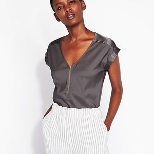 Express - Silky Zip Front Gramercy Tee